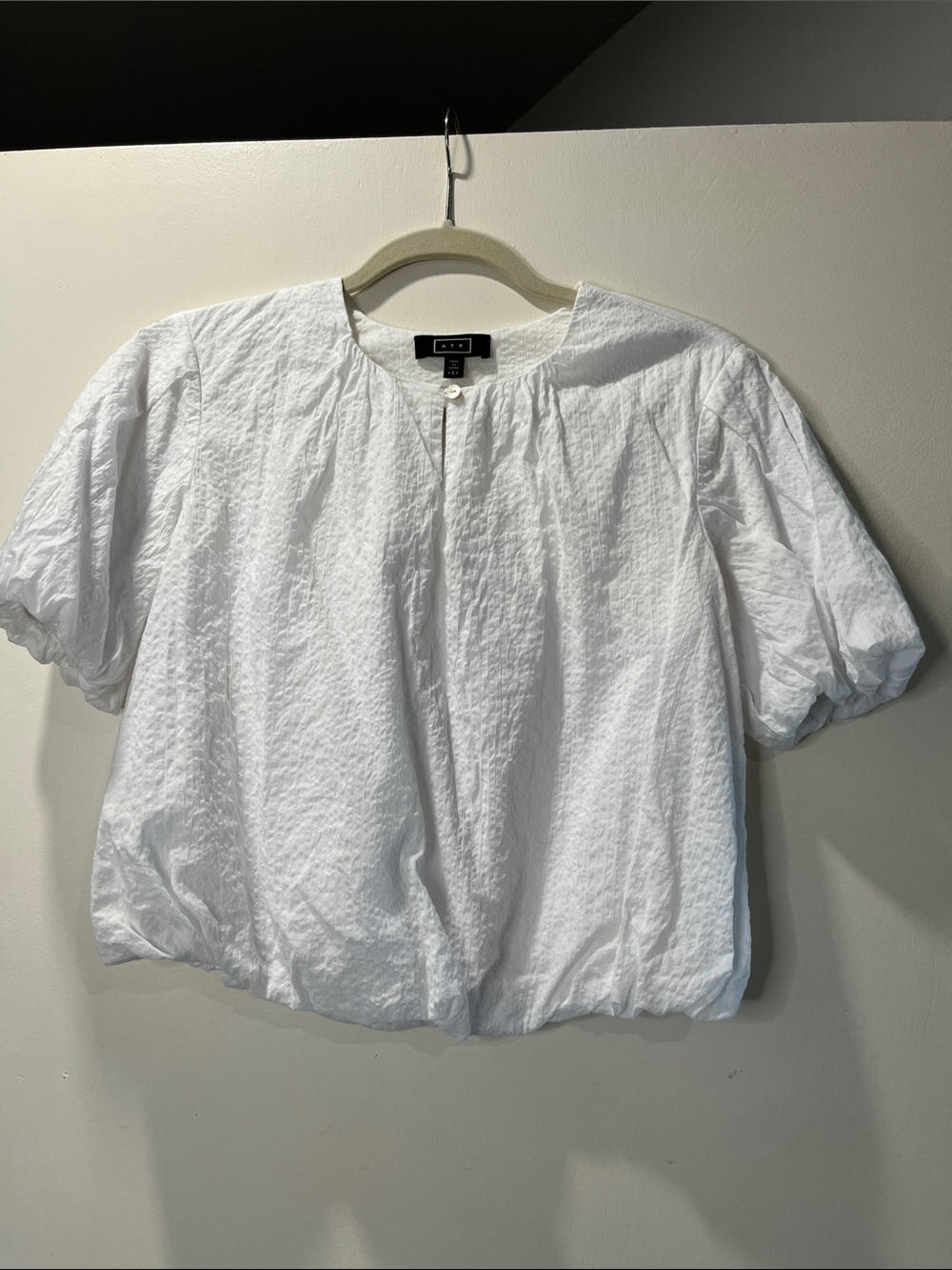 AYR crinkle Puff Sleeve Textured Bubble Blouse S